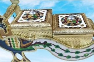 Antique Peacock Designed Empty 2 Dry Fruits Container Set with Meenakari Work
