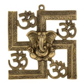 God Ganesha Swastika Om Symbol Wall Decor (8.5 X 8.5 Inches)