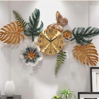 Wrought Iron Leaf Design Wall Clock