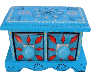 Handmade Ceramic Small Chest of 2 Decorated Drawers