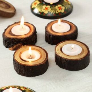 Wooden Handmade Circular Tealight Candle Holder