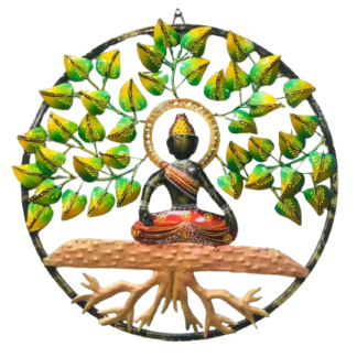 Wrought Iron Multicolor Buddha With Tree