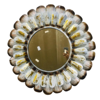 Wrought Iron Round Gold White Unique Mirror Frame Wall Decor